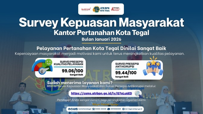 Pelayanan Pertanahan Kota Tegal Raih Predikat Sangat Baik pada Survei Kepuasan Masyarakat Januari 2026